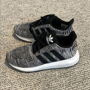 Adidas Black and Gray Sneakers with Knit Upper and Sock-Like Fit
